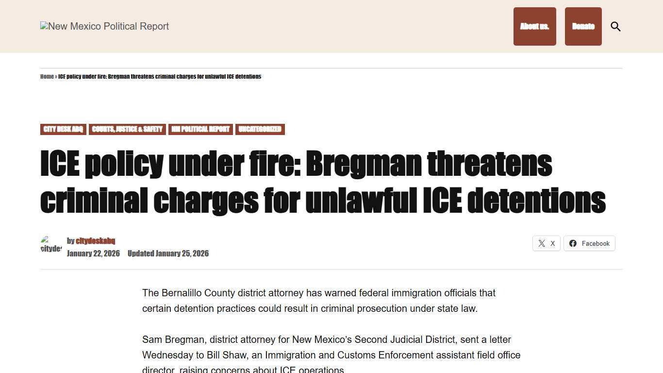 ICE policy under fire: Bregman threatens criminal charges for unlawful ICE detentions - New Mexico Political Report