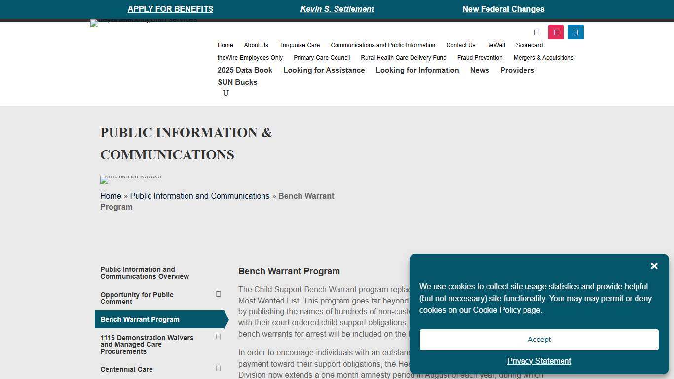 Bench Warrant Program – New Mexico Health Care Authority